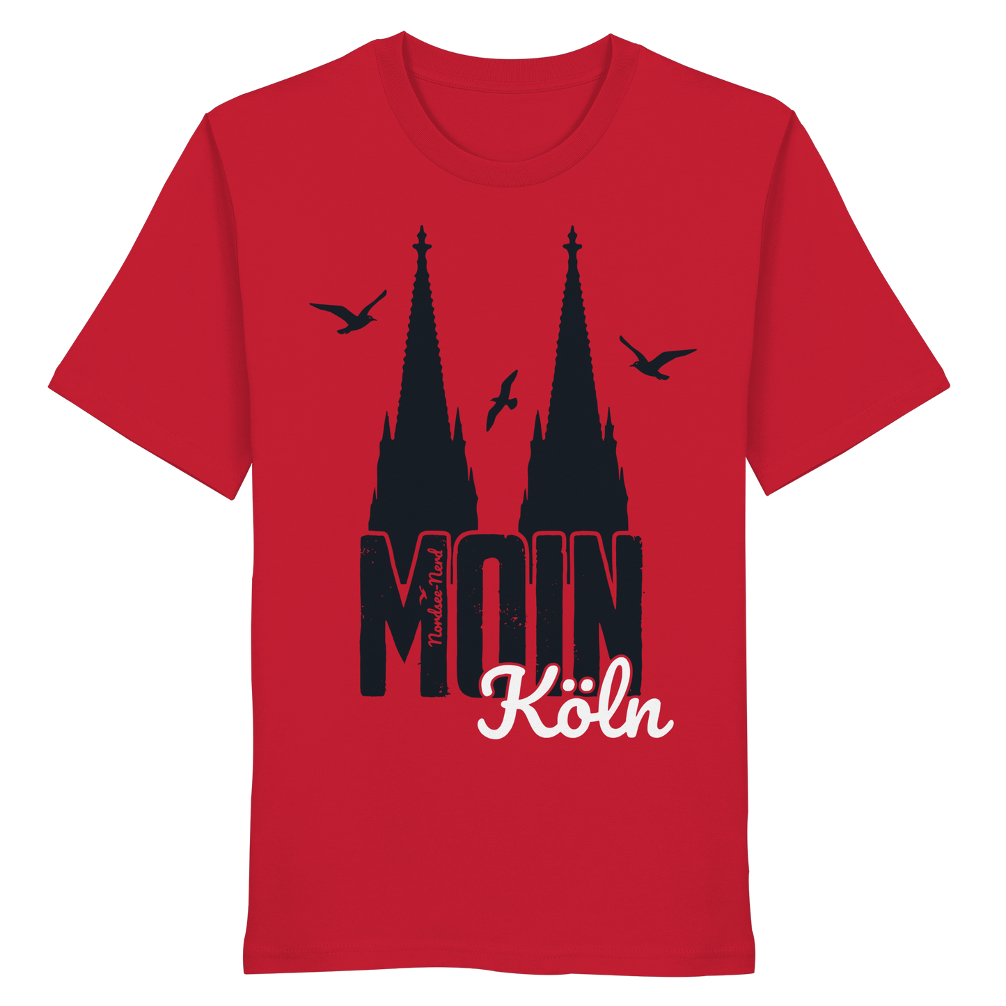 Moin Köln | Rotes T-Shirt | Gruß von der Küste | Unisex Shirt Premium