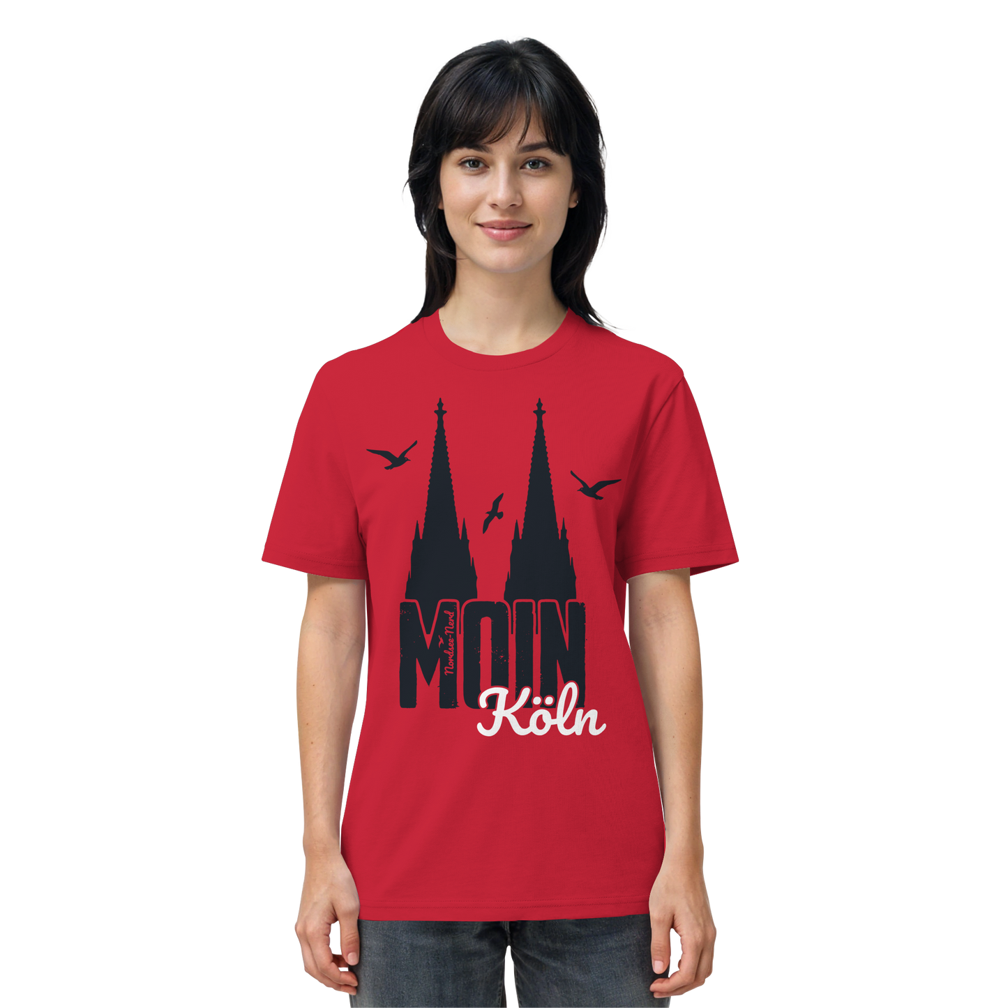 Moin Köln | Rotes T-Shirt | Gruß von der Küste | Unisex Shirt Premium